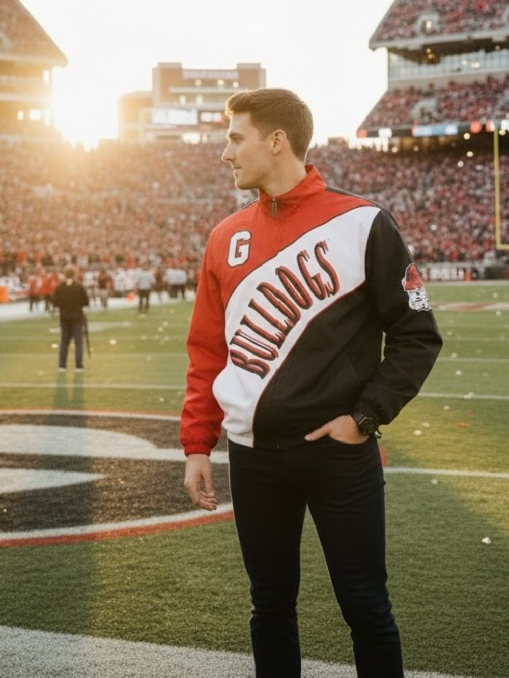 NWT Mitchell & Ness Men's Georgia Bulldogs Arched Retro Full-Zip Windbreaker